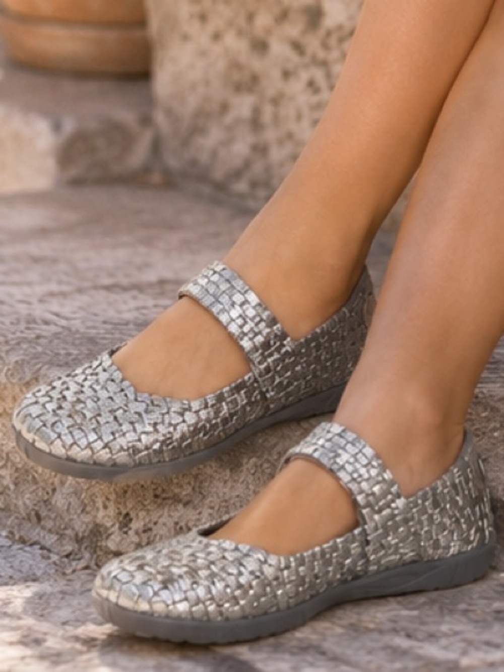Bernie Mev Cuddly Kid Mary Jane Flats Metallic Pewter EU31 NWT
